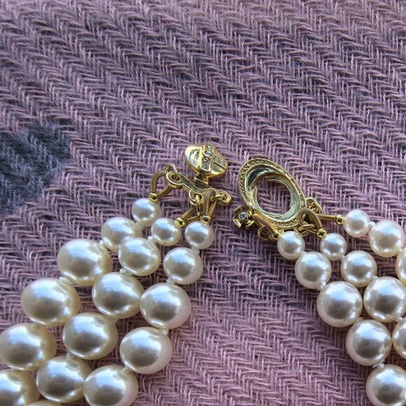 Women's Bas Relief Three-Row Embellished Necklace - Picture 6 of 7